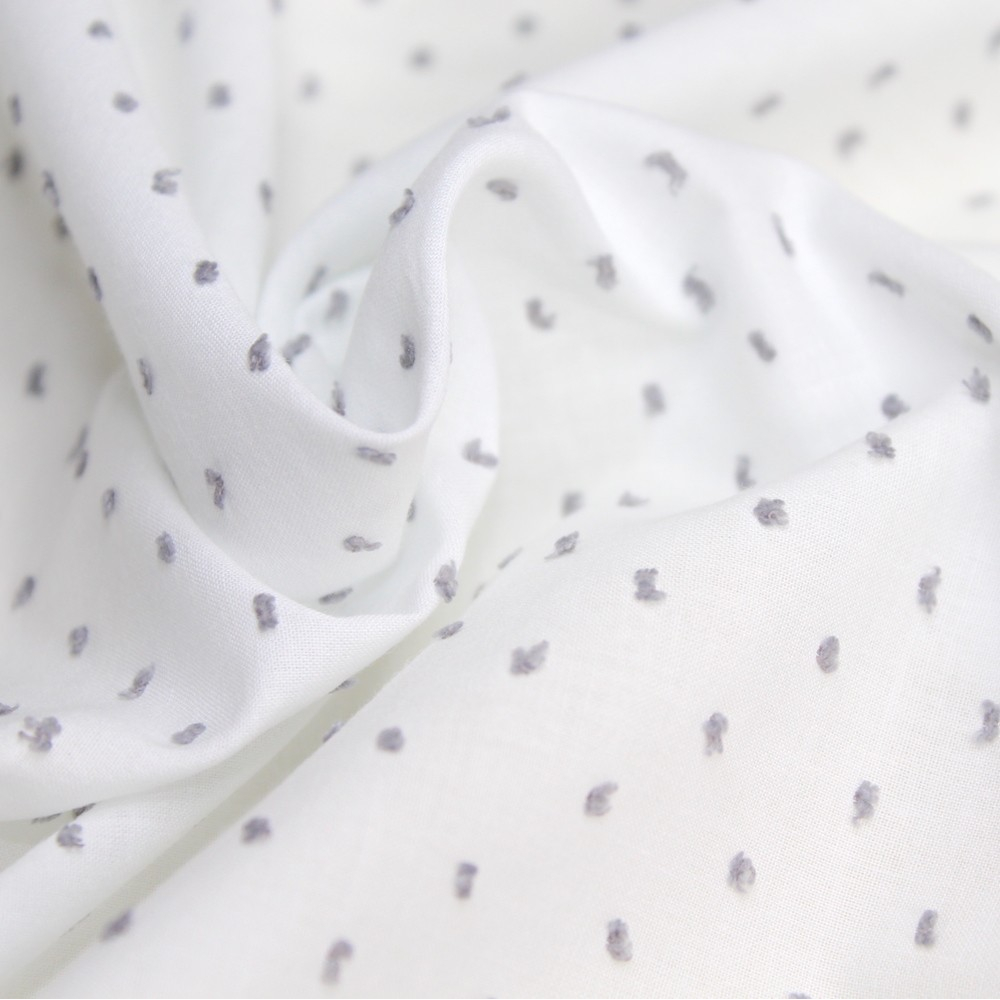 Plumetis de coton bicolore blanc gris