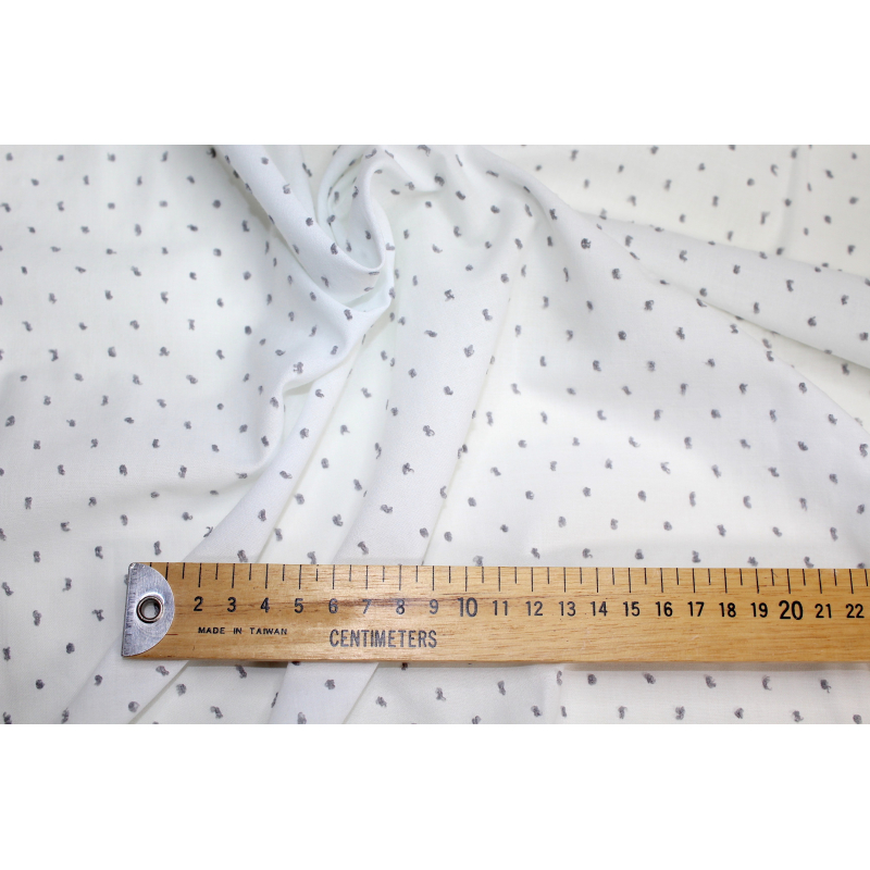 Plumetis de coton bicolore blanc gris