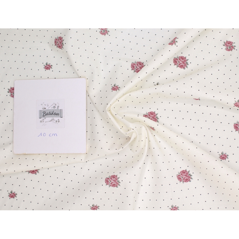 Batiste de coton BIO imprimé exclusif Rose and dots / SILKYNE