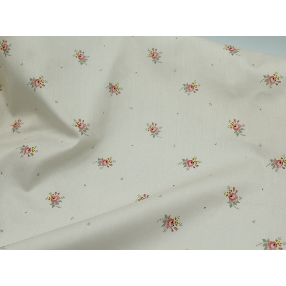 Coton satiné motif Lily exclusif Batikou fond crème