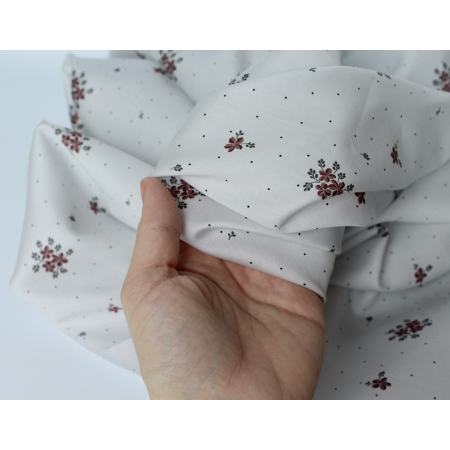 Coton satiné motif Beth exclusif Batikou fond pois gris x1m Coton satiné motif Beth exclusif Batikou fond pois gris x1m