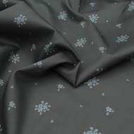 Coton satiné motif Beth exclusif Batikou fond uni gris étain x1m