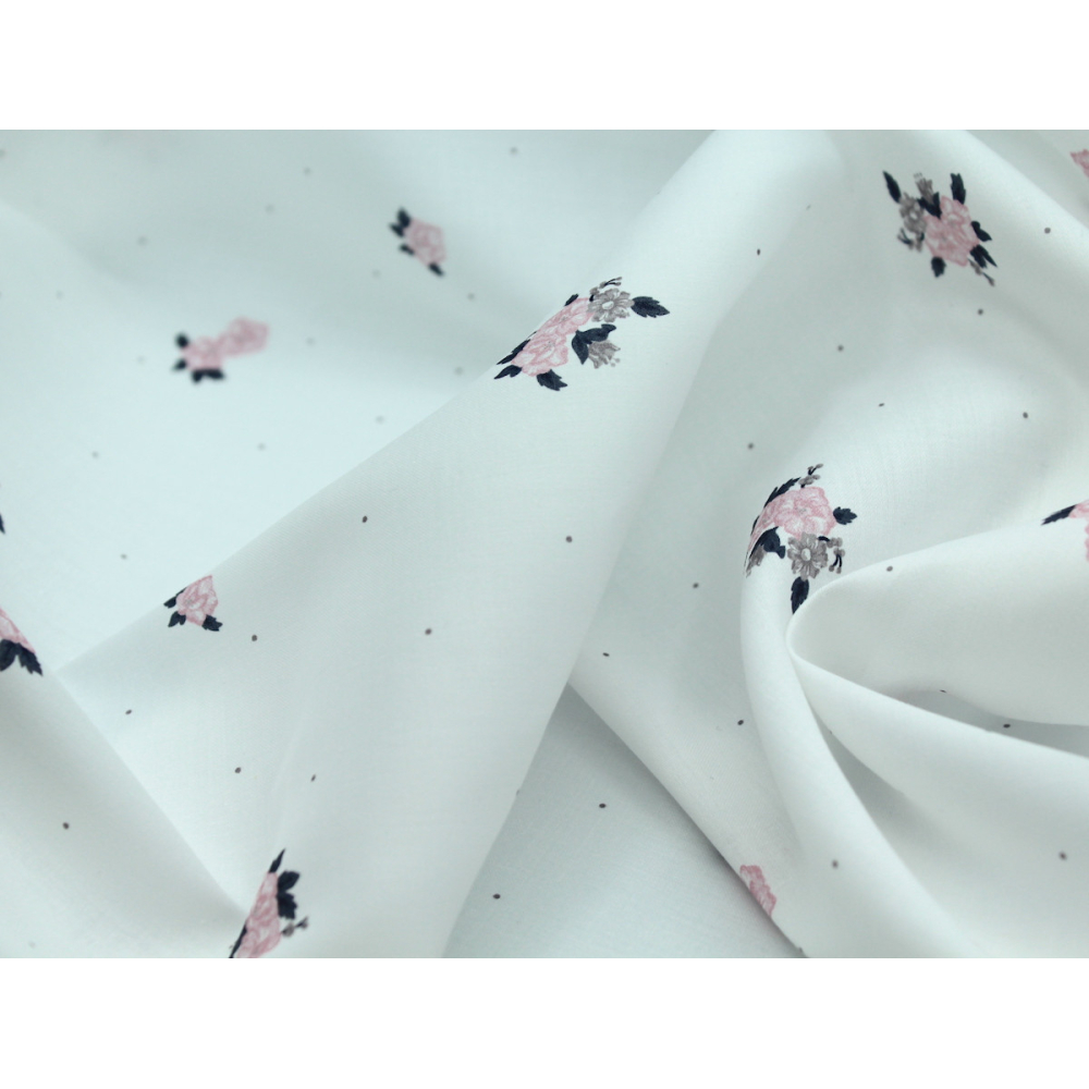 Coton satiné motif Hope exclusif Batikou fond blanc lait x1m