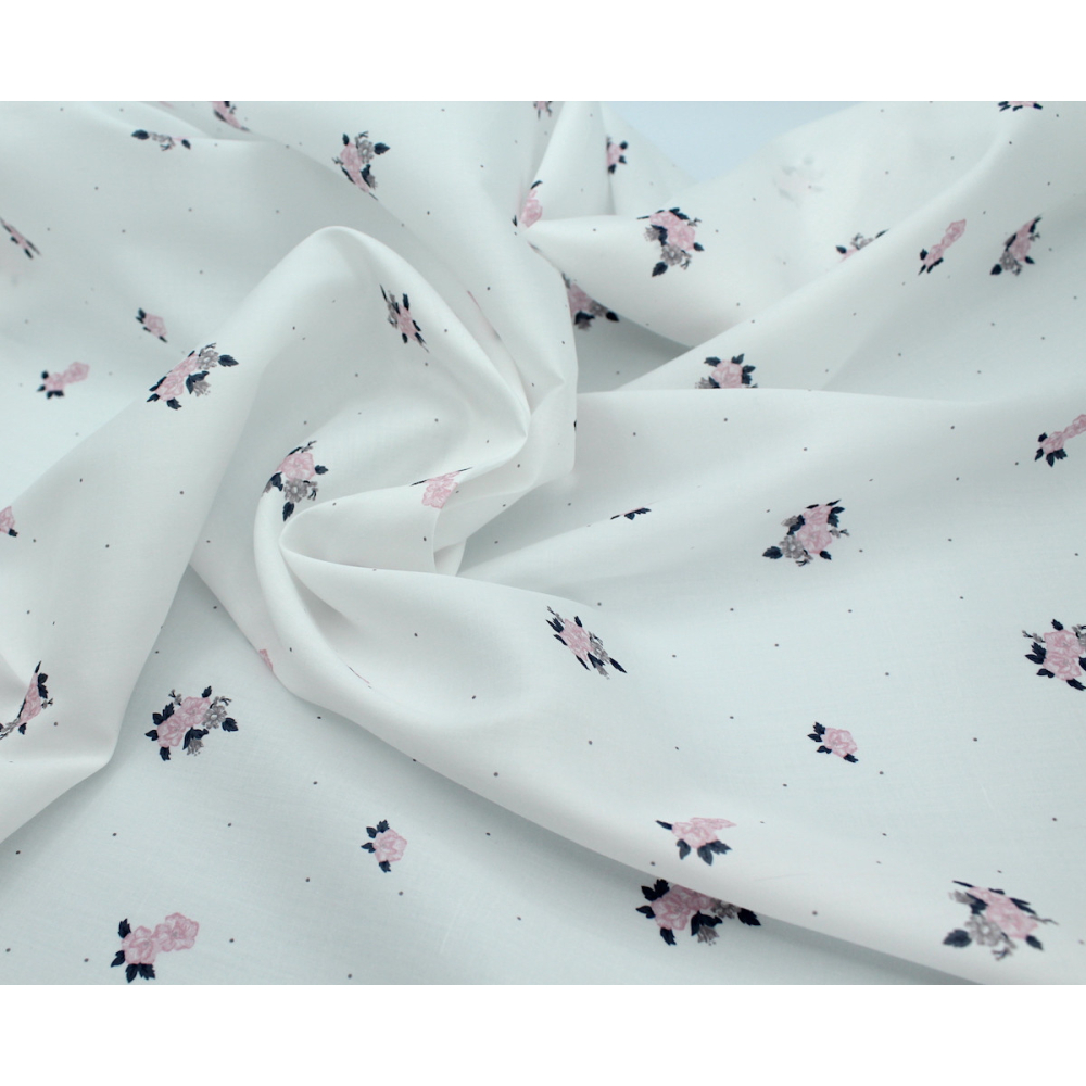 Coton satiné motif Hope exclusif Batikou fond blanc lait x1m