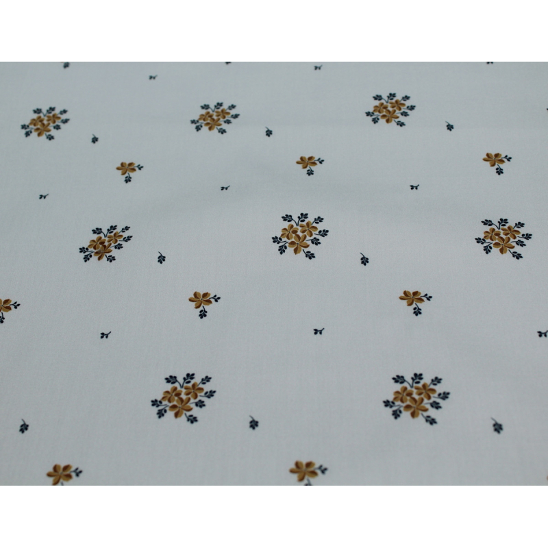 Coton satiné motif Beth exclusif Batikou fond uni gris perle x1m