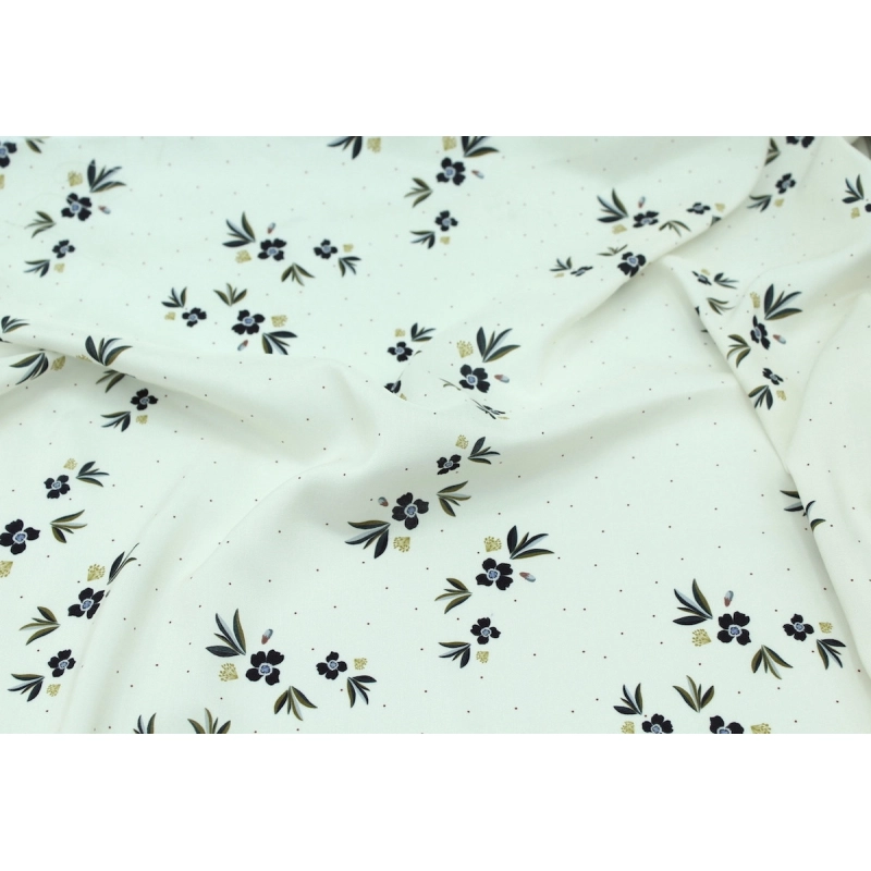 Exclusif Poussière des rues pour Batikou Viscose imprimée fleuri Crème