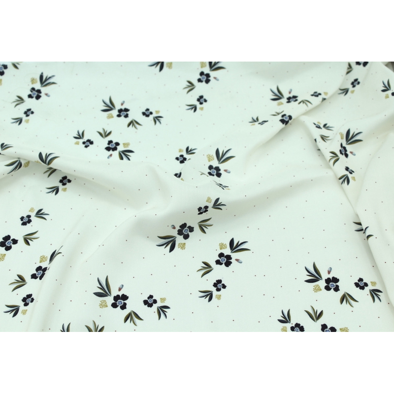 Exclusif Poussière des rues pour Batikou Viscose imprimée fleuri Crème