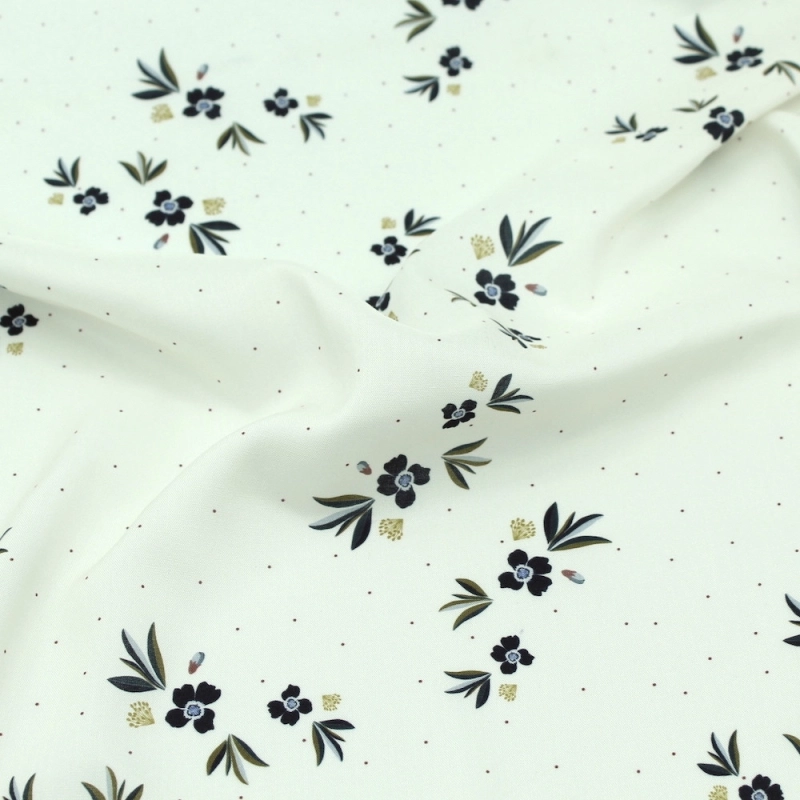 Exclusif Poussière des rues pour Batikou Viscose imprimée fleuri Crème