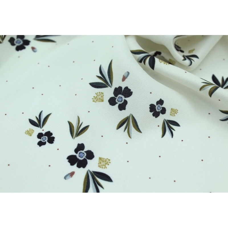 Exclusif Poussière des rues pour Batikou Viscose imprimée fleuri Crème