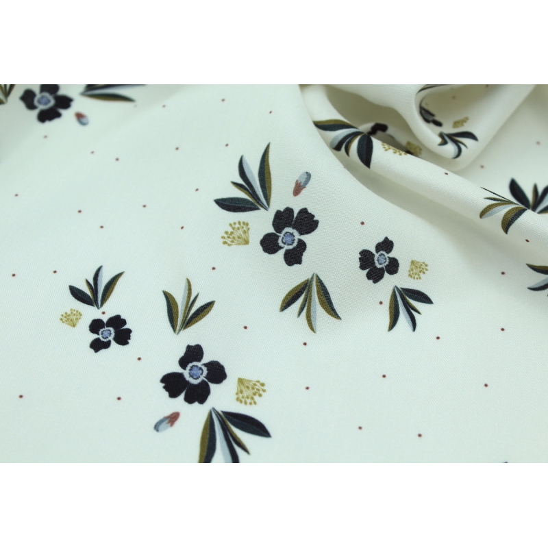 Exclusif Poussière des rues pour Batikou Viscose imprimée fleuri Crème