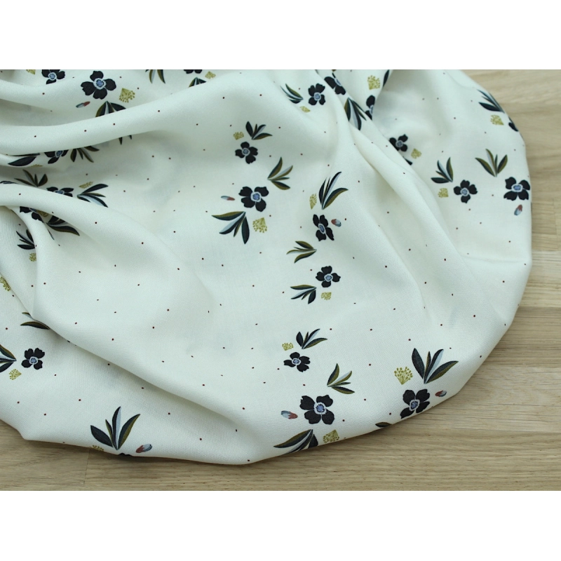 Exclusif Poussière des rues pour Batikou Viscose imprimée fleuri Crème