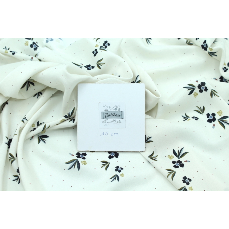 Exclusif Poussière des rues pour Batikou Viscose imprimée fleuri Crème