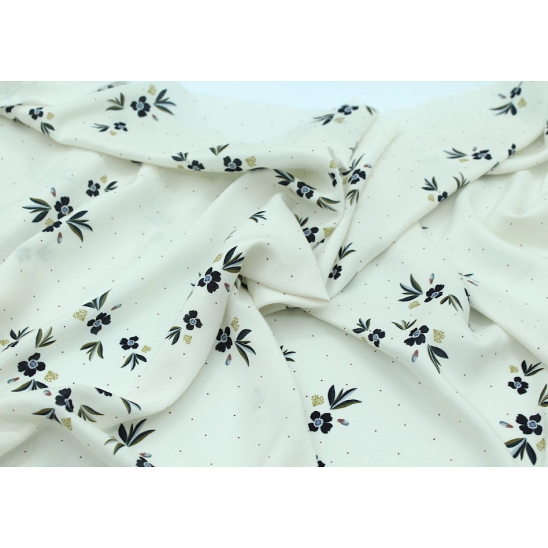 Exclusif Poussière des rues pour Batikou Viscose imprimée fleuri Crème