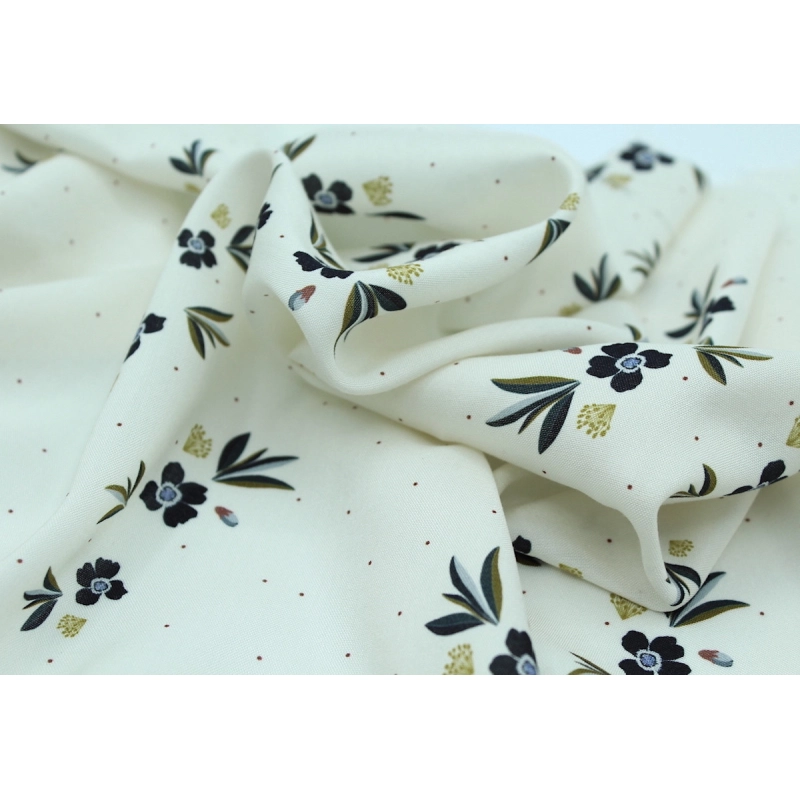 Exclusif Poussière des rues pour Batikou Viscose imprimée fleuri Crème