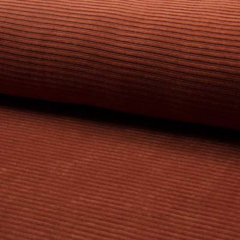 Velours jersey grosses côtes coton coloris terracotta
