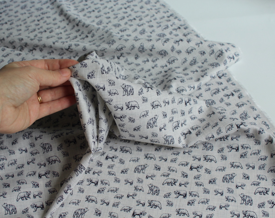 Tissu sergé de coton organique imprimés ours