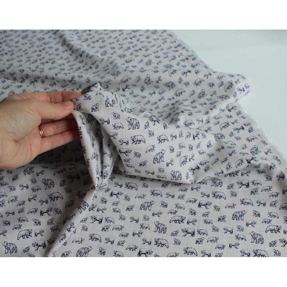 Tissu sergé de coton organique imprimés ours