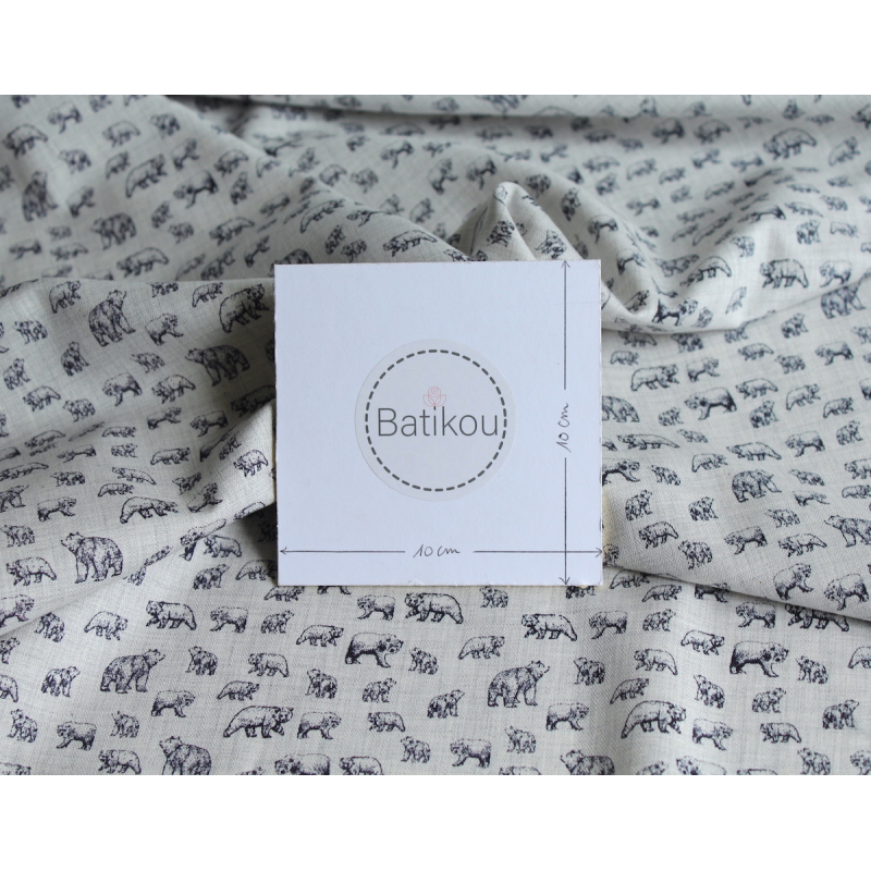 Tissu sergé de coton organique imprimés ours