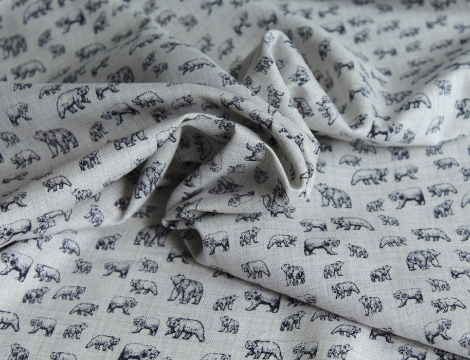 Tissu sergé de coton organique imprimés ours