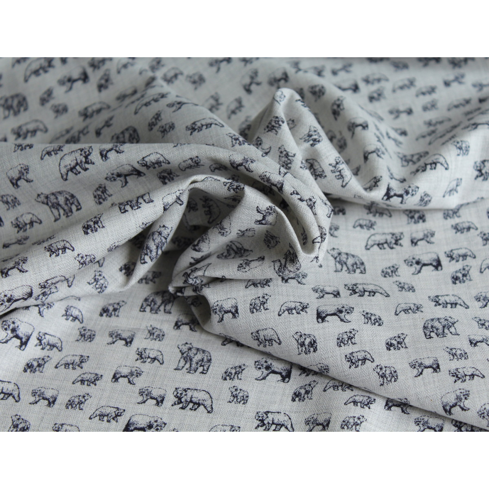 Tissu sergé de coton organique imprimés ours