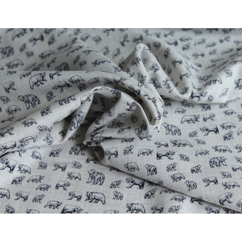 Tissu sergé de coton organique imprimés ours