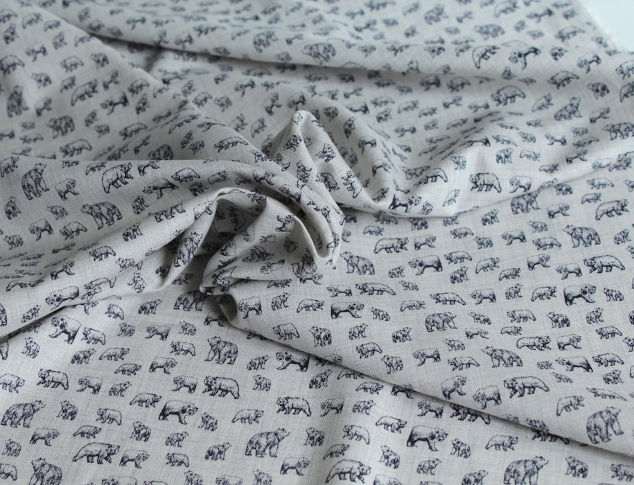 Tissu sergé de coton organique imprimés ours