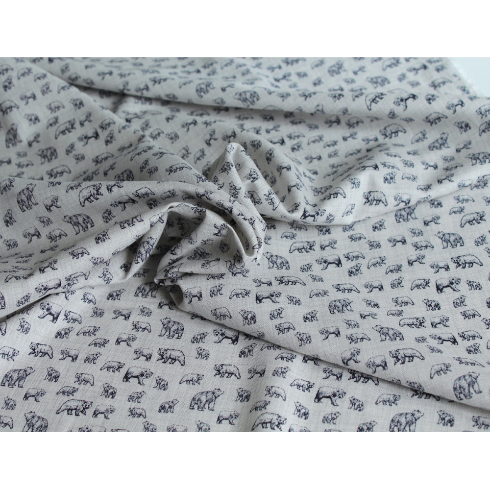 Tissu sergé de coton organique imprimés ours