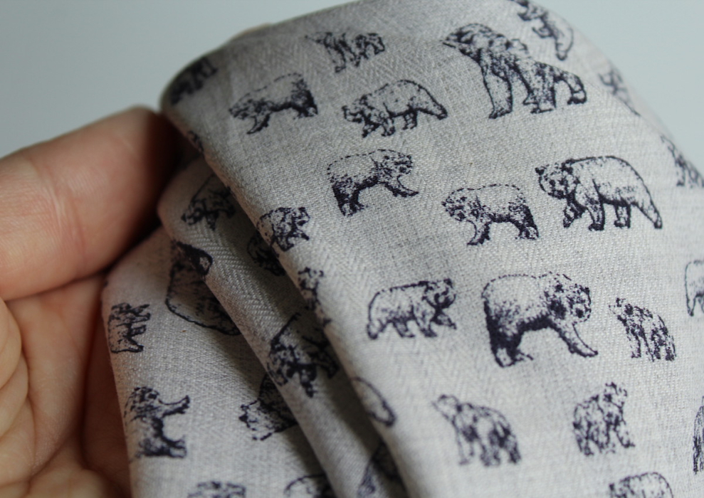 Tissu sergé de coton organique imprimés ours