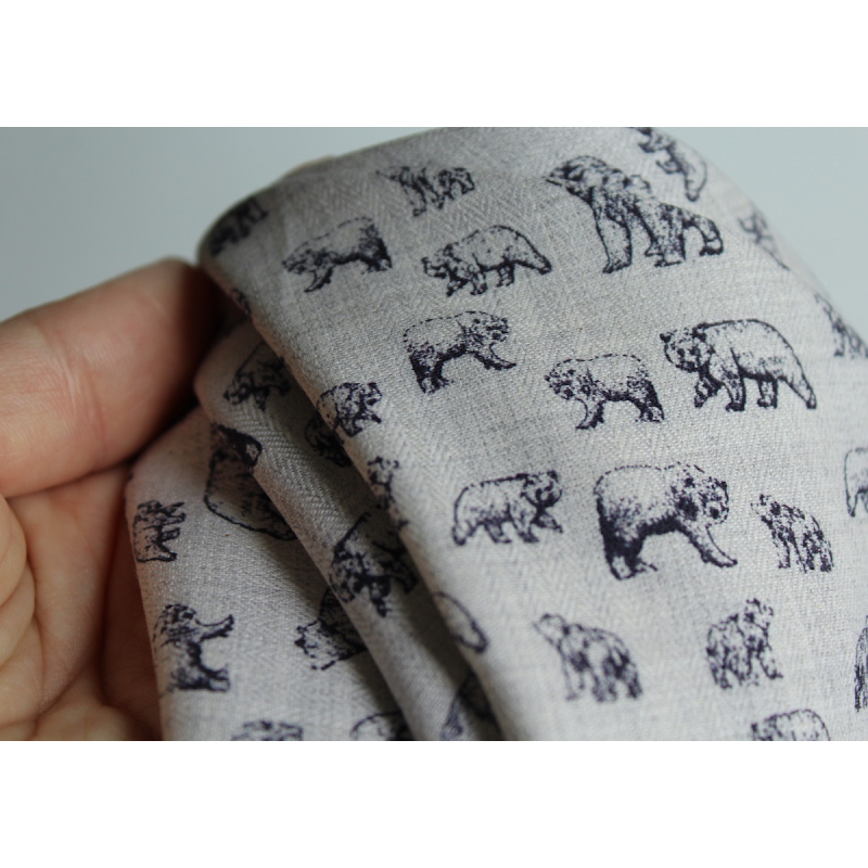 Tissu sergé de coton organique imprimés ours