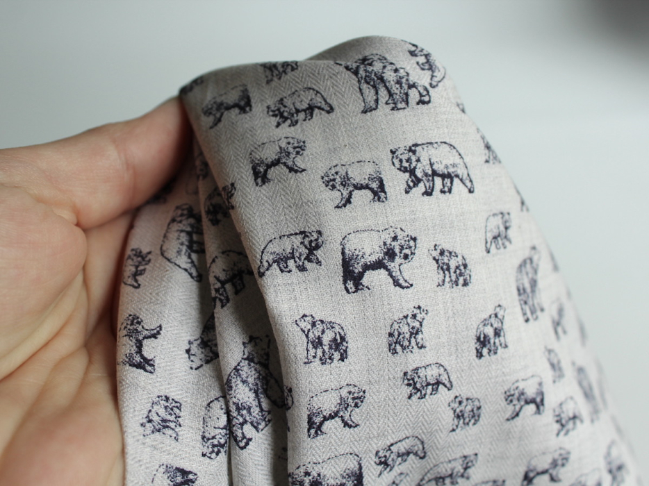 Tissu sergé de coton organique imprimés ours