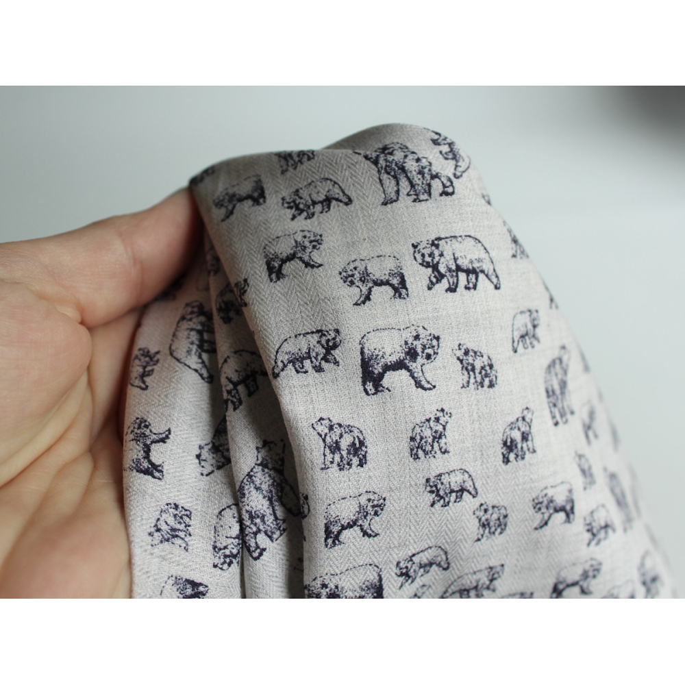 Tissu sergé de coton organique imprimés ours