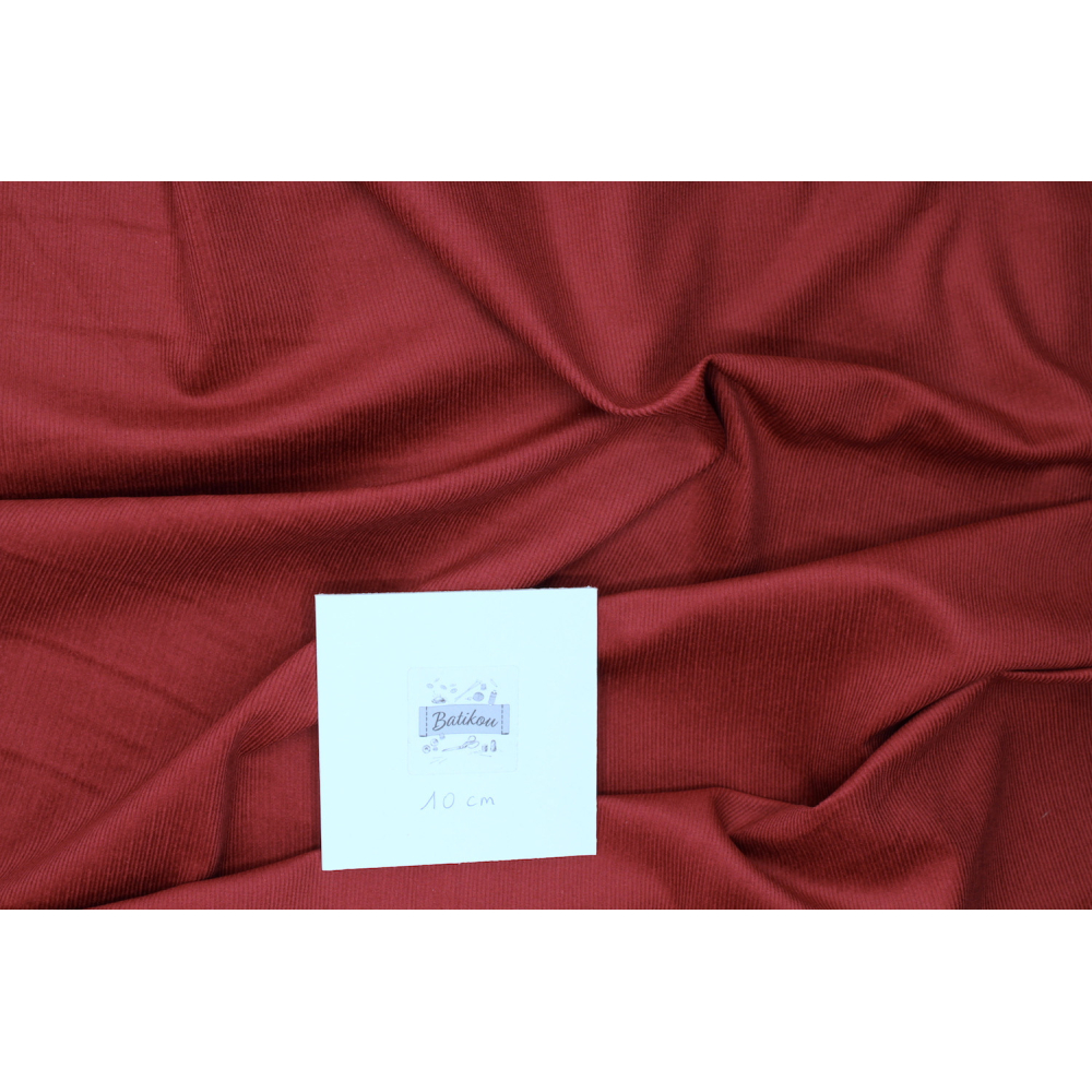 Velours milleraies coton organique coloris bordeaux