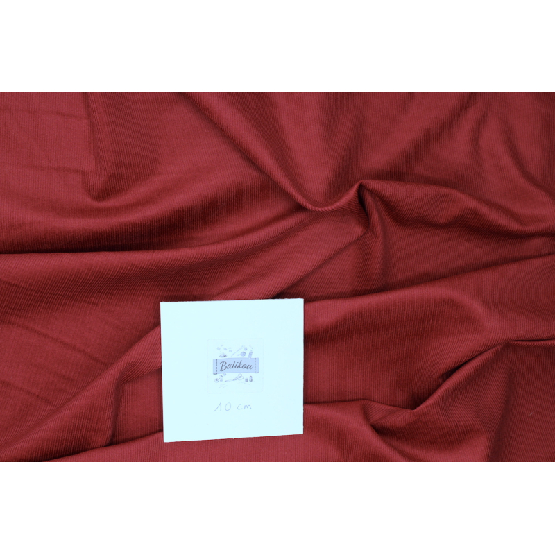 Velours milleraies coton organique coloris bordeaux