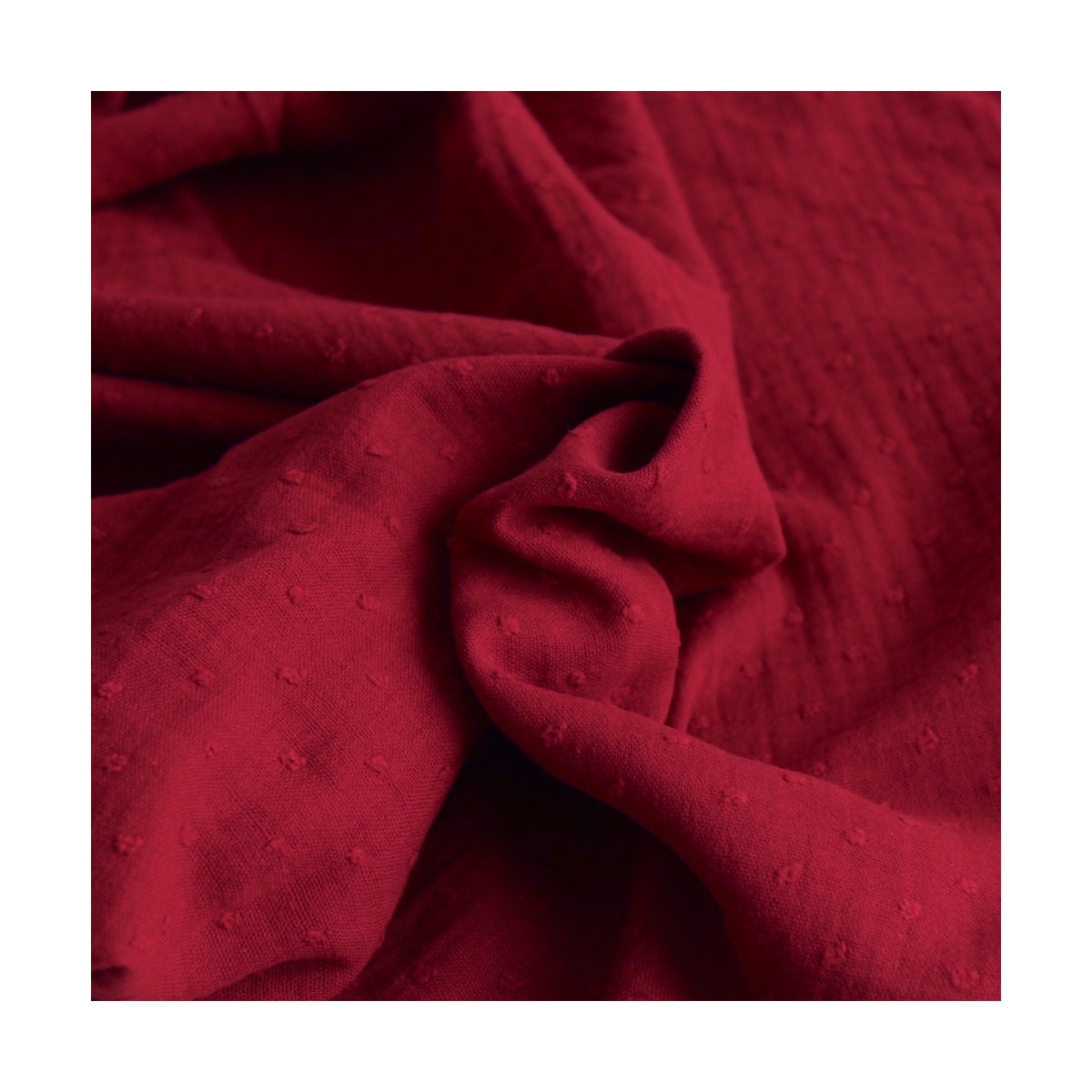 Double gaze de coton BIO plumetis rouge cerise Double gaze de coton BIO plumetis rouge cerise