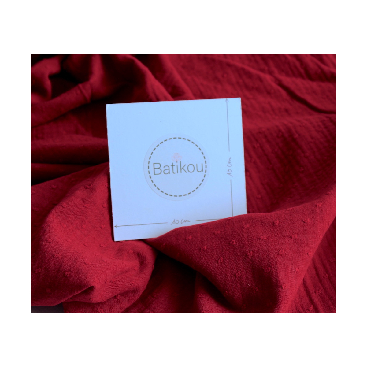 Double gaze de coton BIO plumetis rouge cerise Double gaze de coton BIO plumetis rouge cerise