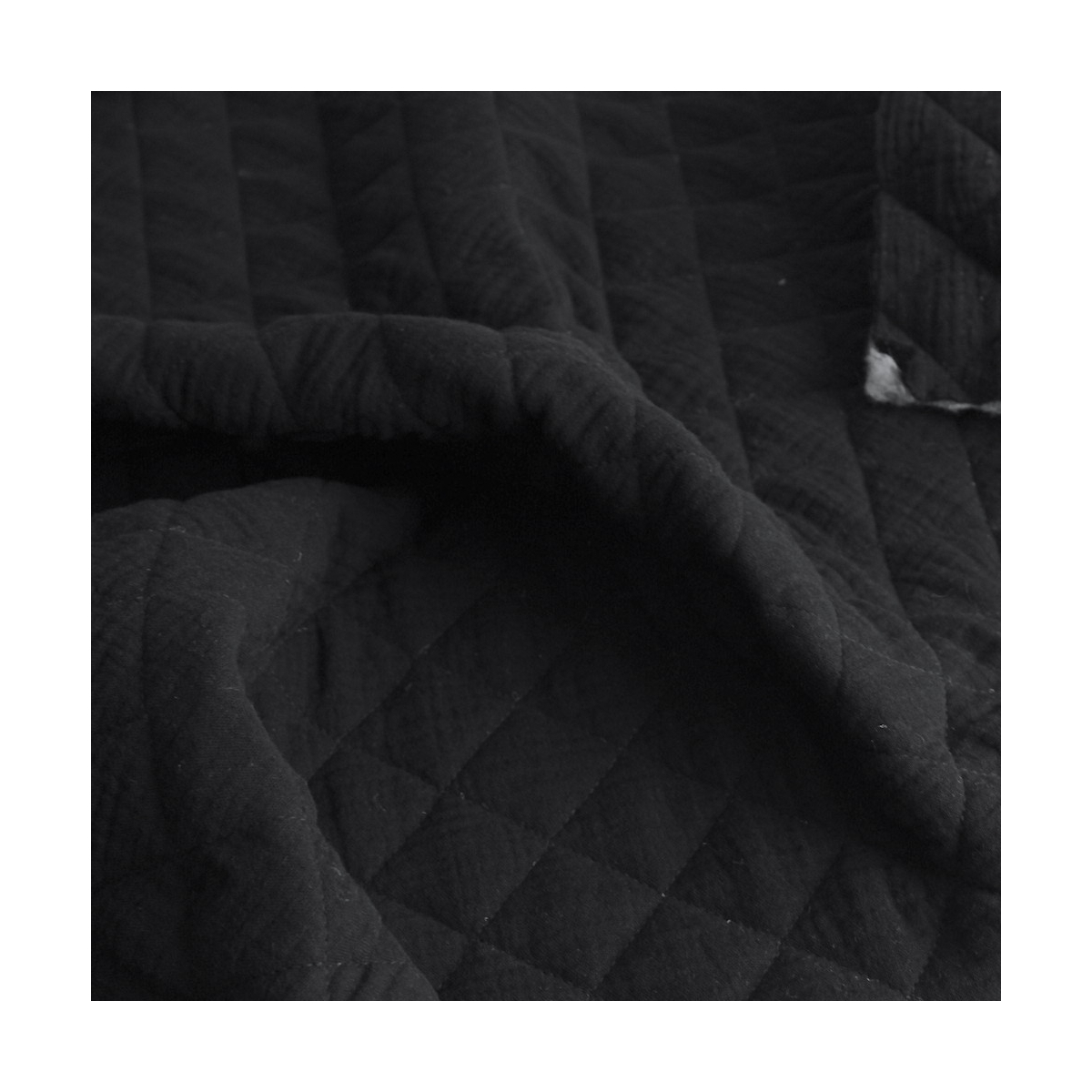 Tissu matelassé double gaze coton uni noir Tissu matelassé double gaze coton uni noir