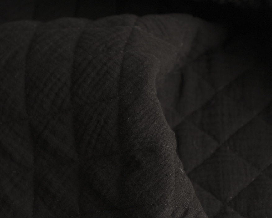 Tissu matelassé double gaze coton uni noir