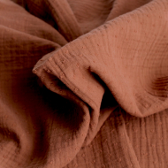 Double gaze de coton BIO plumetis noisette Tissus issus de l'agriculture biologique  - 1