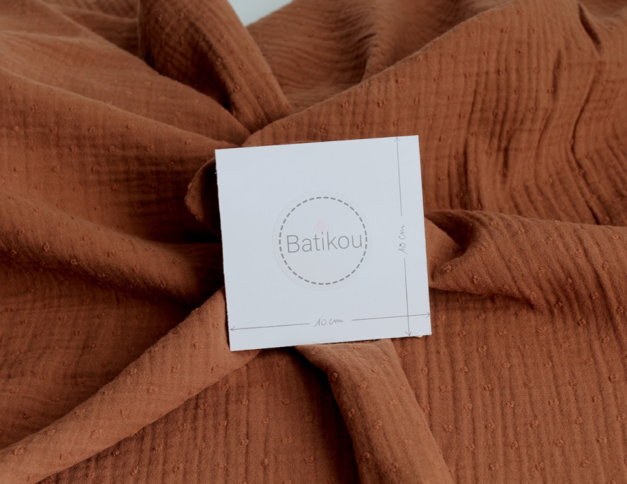 Double gaze de coton BIO plumetis noisette Tissus issus de l'agriculture biologique  - 3