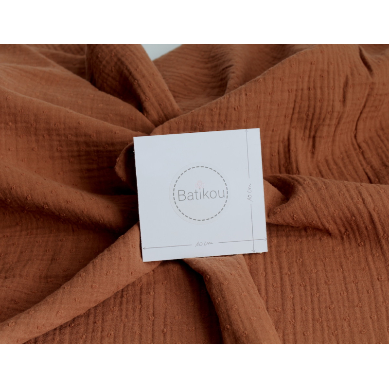Double gaze de coton BIO plumetis noisette Tissus issus de l'agriculture biologique  - 3