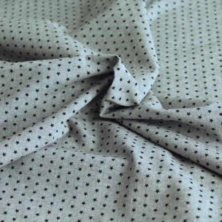 Chambray coton coloris gris chiné à motif étoiles Batikou - 1 Chambray coton coloris gris chiné à motif étoiles Batikou - 1