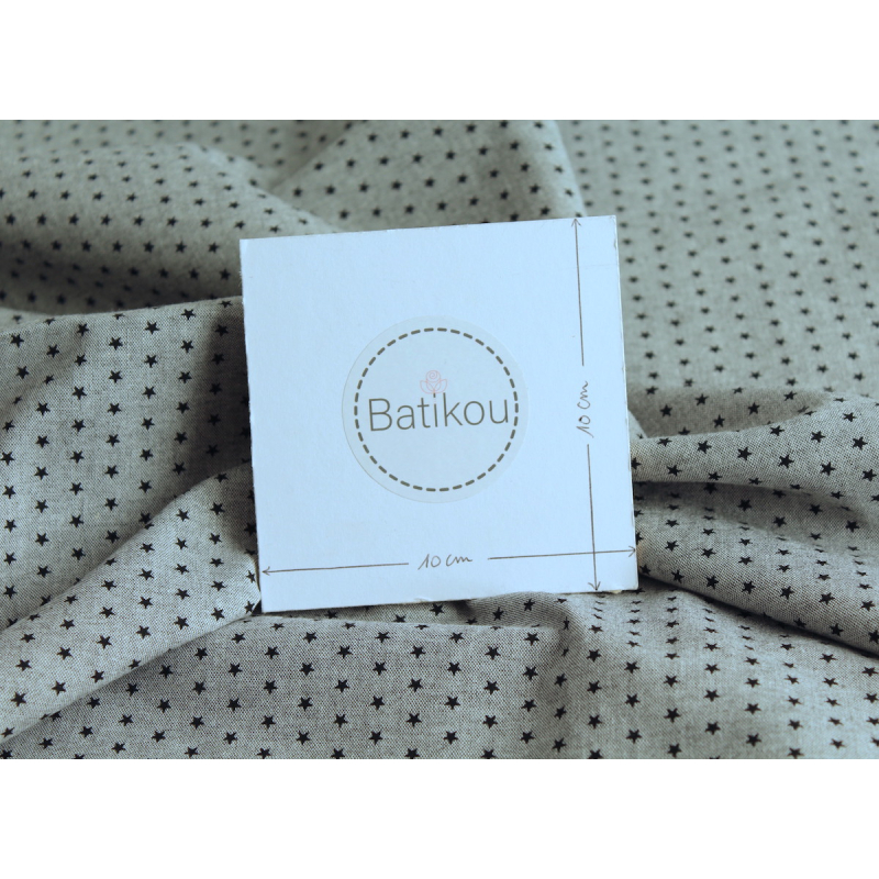 Chambray coton coloris gris chiné à motif étoiles Batikou - 3