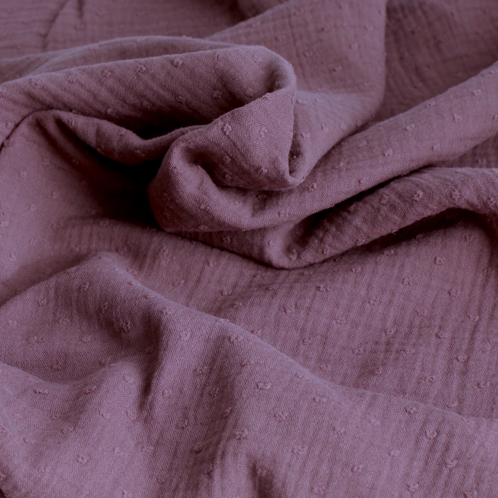 Double gaze de coton BIO plumetis figue Tissus issus de l'agriculture biologique  - 1