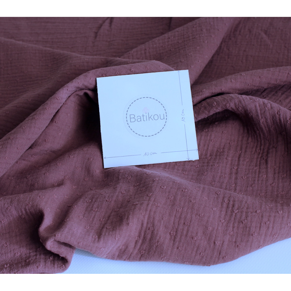 Double gaze de coton BIO plumetis figue Tissus issus de l'agriculture biologique  - 3