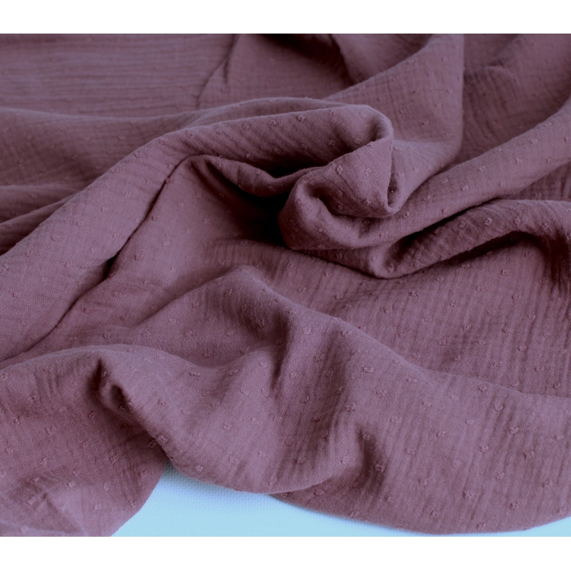 Double gaze de coton BIO plumetis figue Tissus issus de l'agriculture biologique  - 4