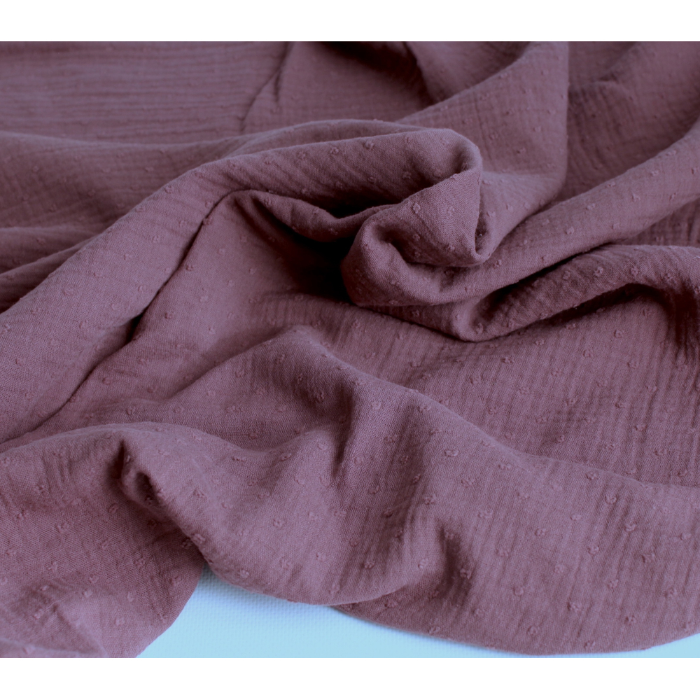 Double gaze de coton BIO plumetis figue Tissus issus de l'agriculture biologique  - 4