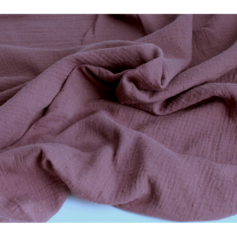 Double gaze de coton BIO plumetis figue Tissus issus de l'agriculture biologique  - 4