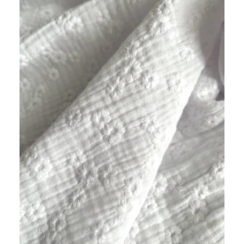 Double gaze de coton Esmée brodée coloris blanc Qualité Oeko-tex - 3