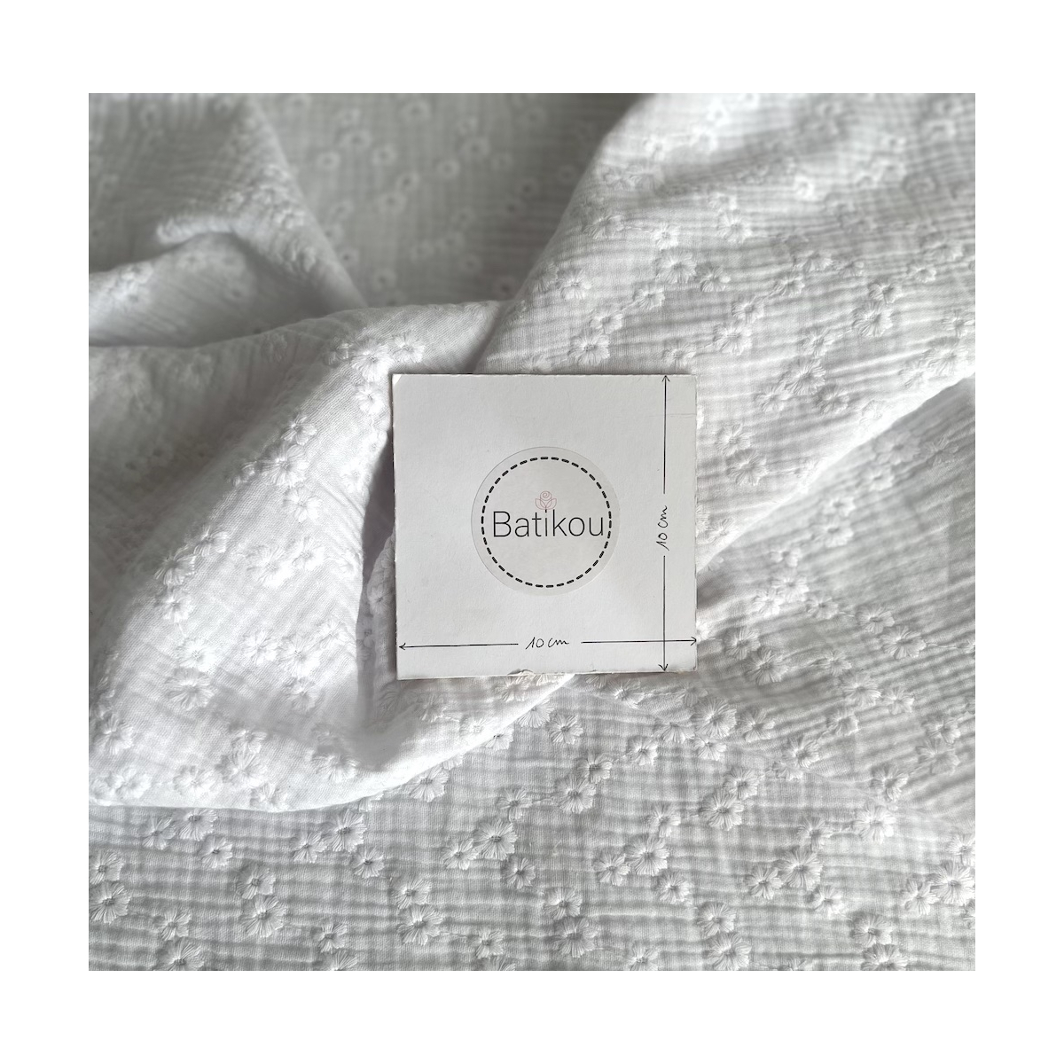 Double gaze de coton Esmée brodée coloris blanc Qualité Oeko-tex - 4