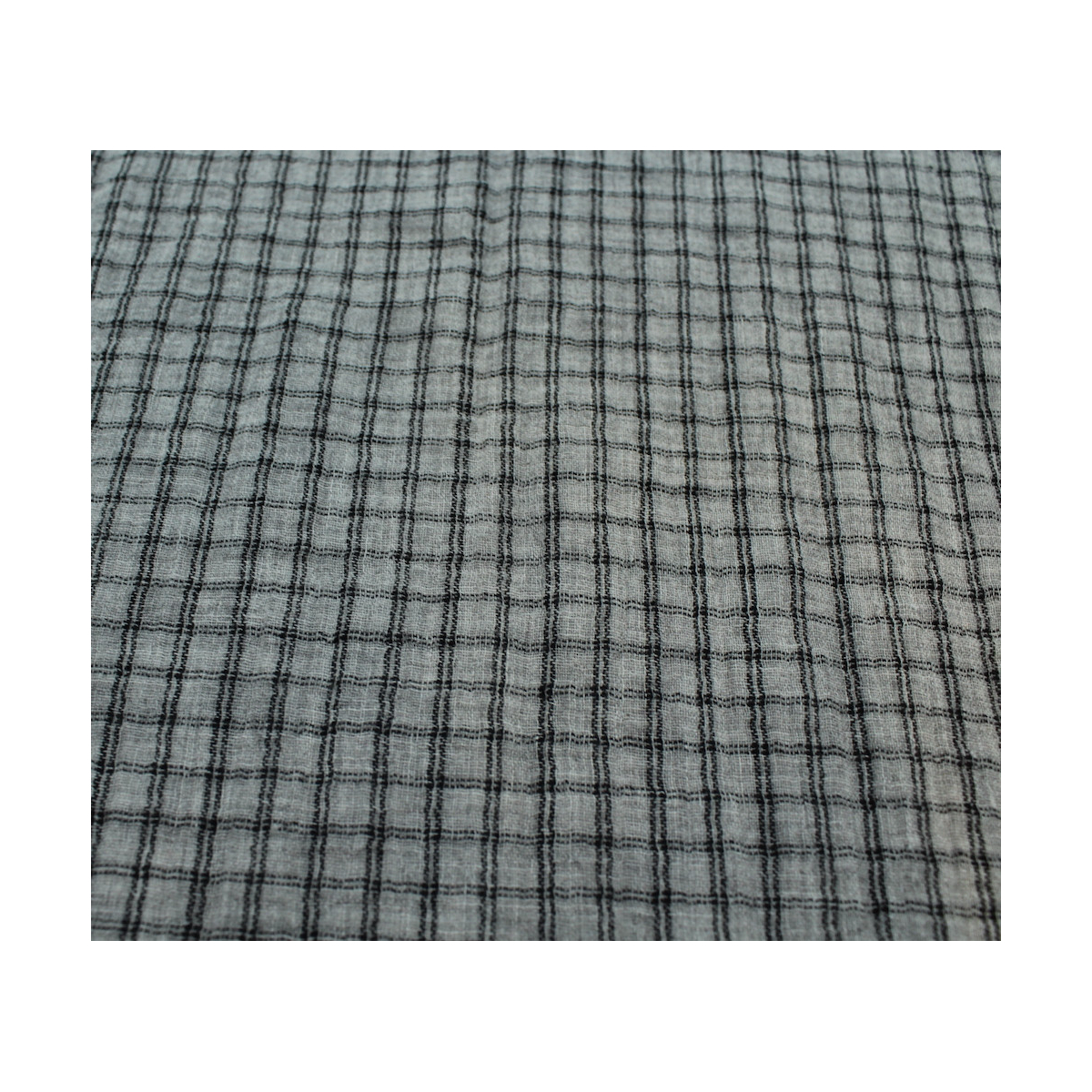 Double gaze de coton réversible BIO chiné coloris gris carreaux Double gaze de coton réversible BIO chiné coloris gris carreaux